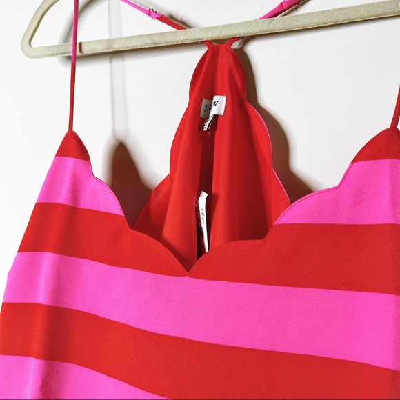 NWT J Crew Factory Pink & Red Stripe Scalloped Neckline Cami SZ 18 - Picture 4 of 7